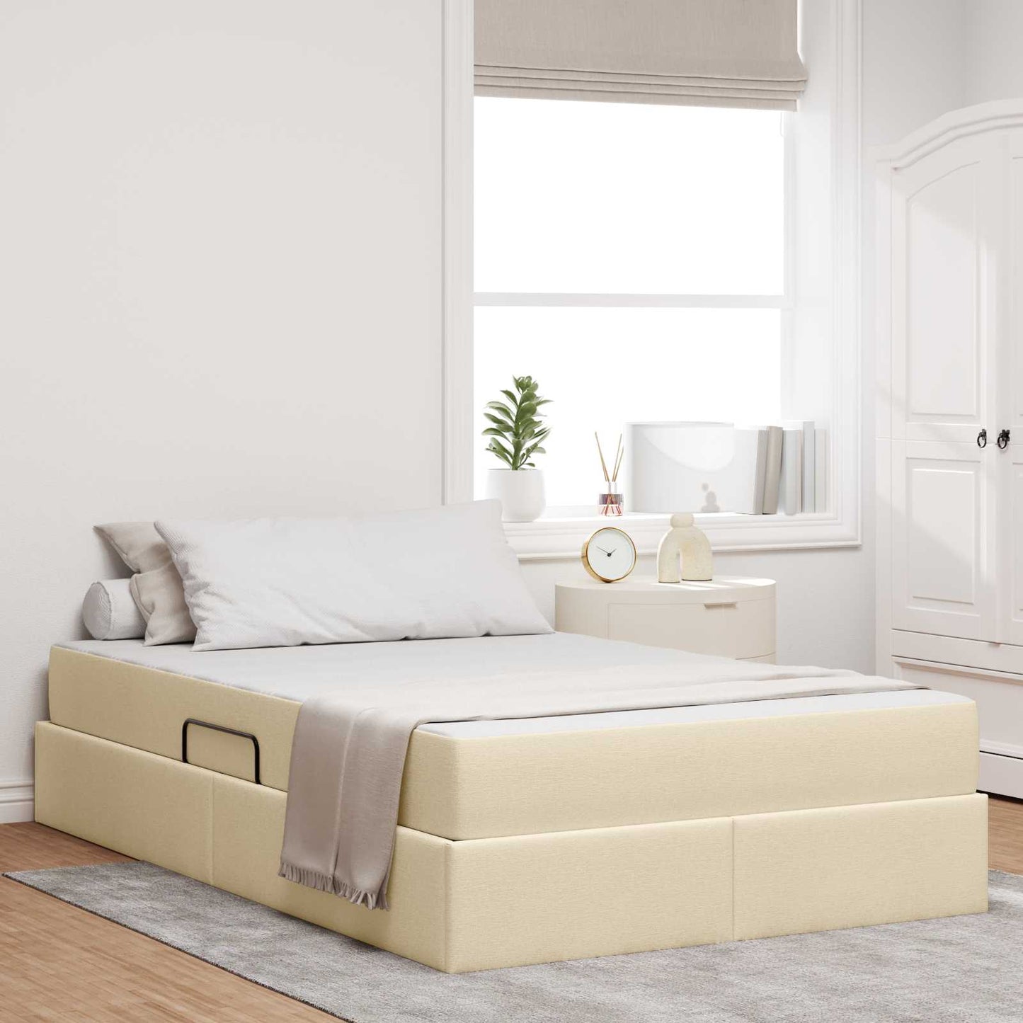 Letto con contenitore e materasso Crema 120 x 190 cm Poliestere | homemem39