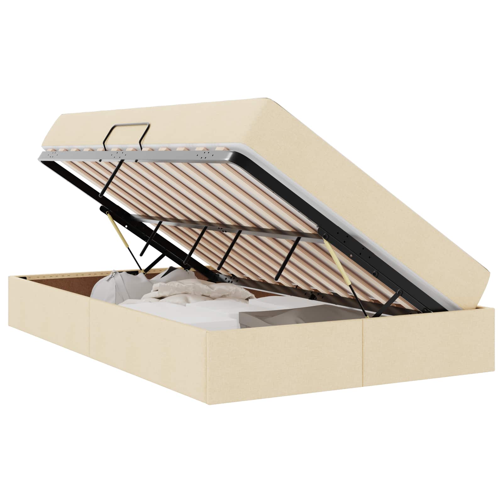 Letto con contenitore e materasso Crema 120 x 200 cm Poliestere | homemem39