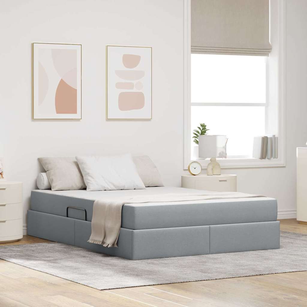 Letto con contenitore e materasso Grigio chiaro 140 x 190 cm | homemem39