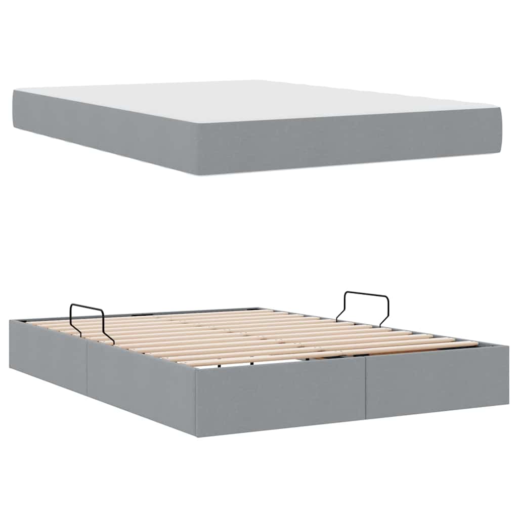 Letto con contenitore e materasso Grigio chiaro 140 x 190 cm | homemem39