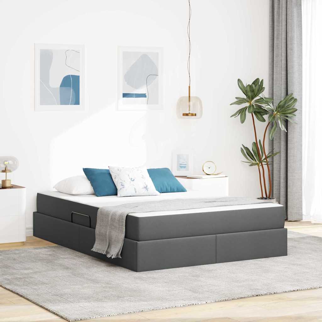 Letto con contenitore e materasso Grigio scuro 140 x 190 cm | homemem39