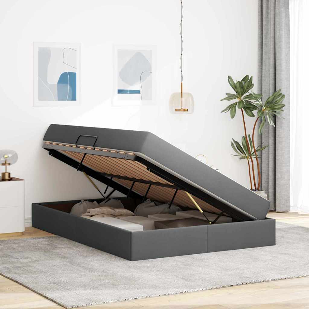 Letto con contenitore e materasso Grigio scuro 140 x 190 cm | homemem39