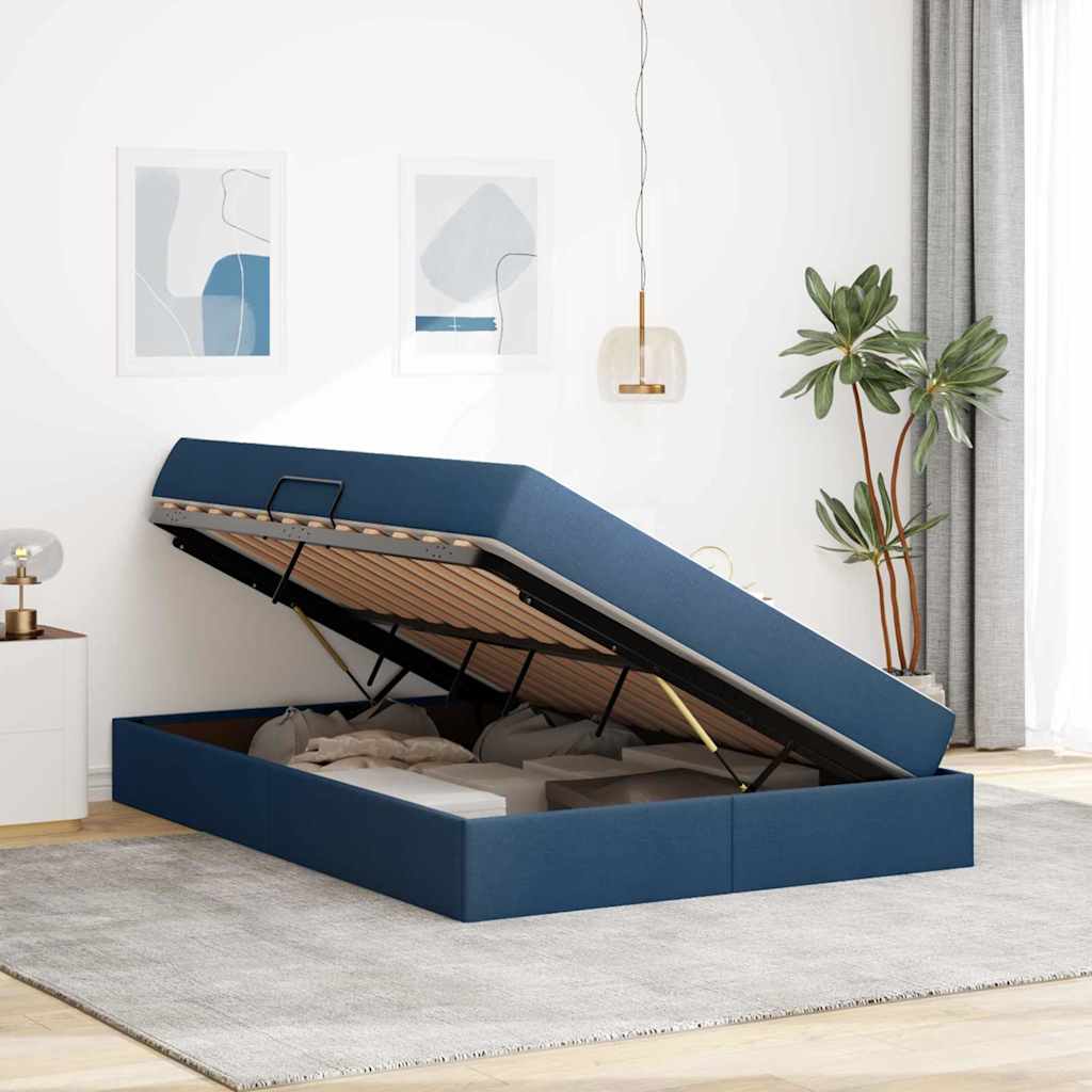 Letto con contenitore e materasso Blu 140 x 190 cm Poliestere | homemem39