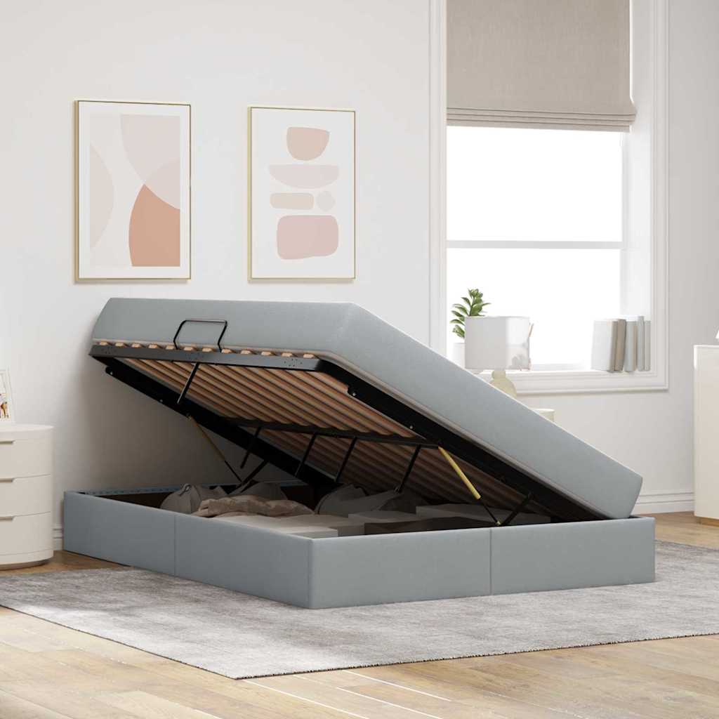 Letto con contenitore e materasso Grigio chiaro 140 x 200 cm | homemem39