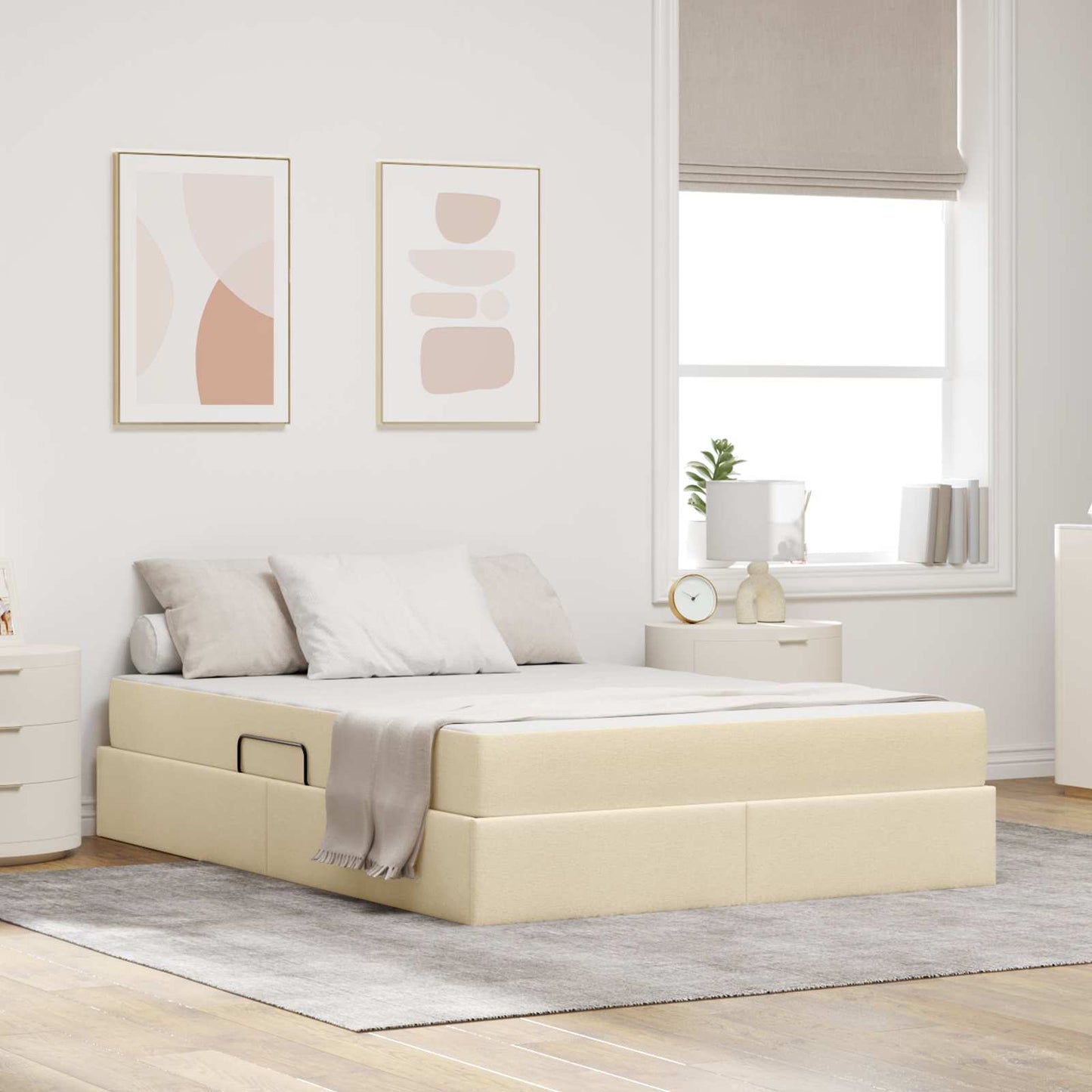 Letto con contenitore e materasso Crema 140 x 200 cm Poliestere | homemem39