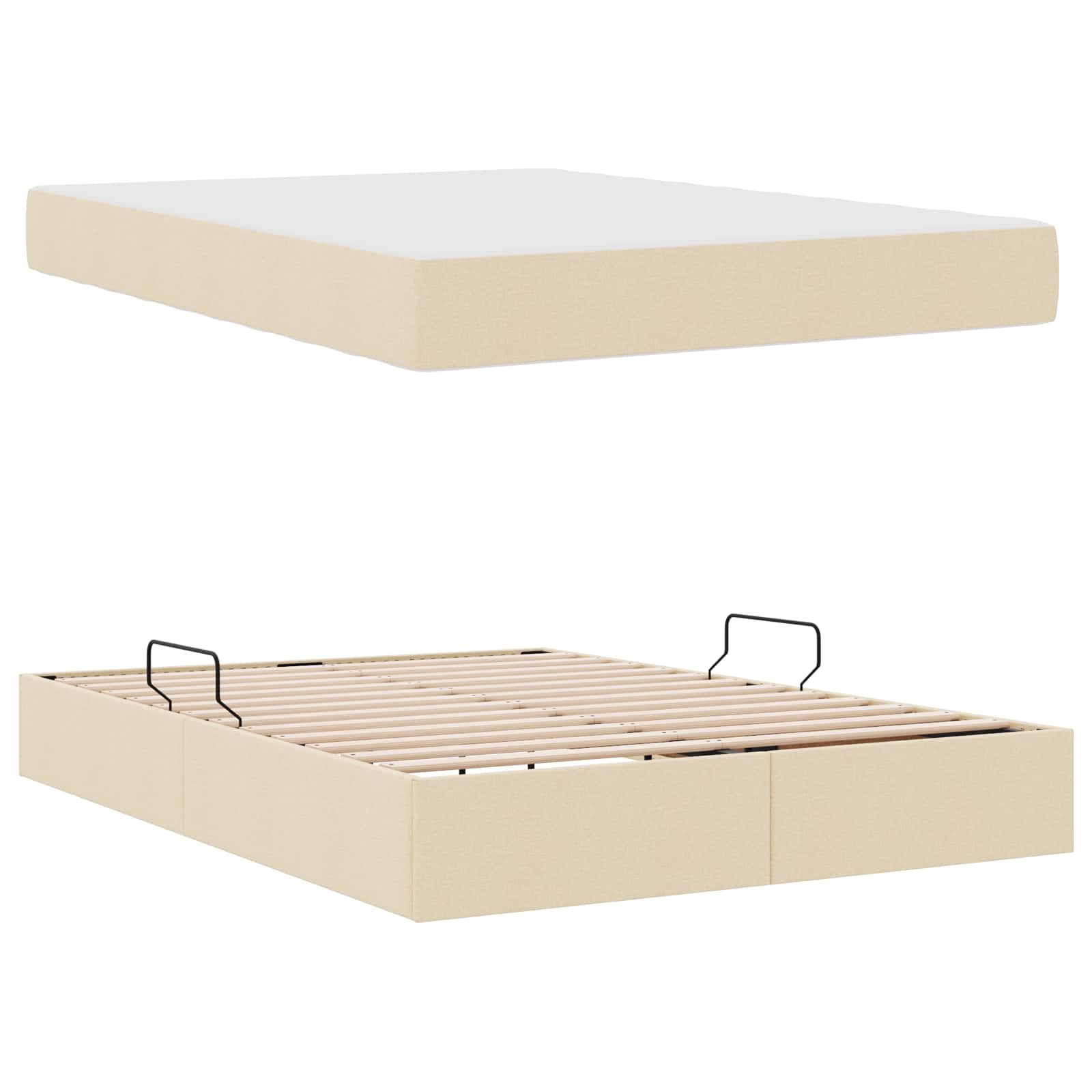 Letto con contenitore e materasso Crema 140 x 200 cm Poliestere | homemem39