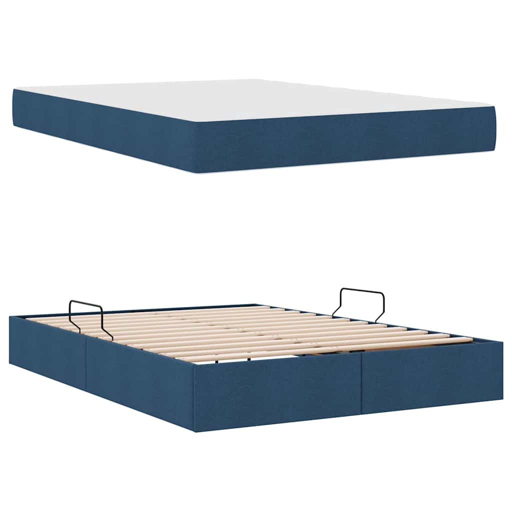 Letto con contenitore e materasso Blu 140 x 200 cm Poliestere | homemem39