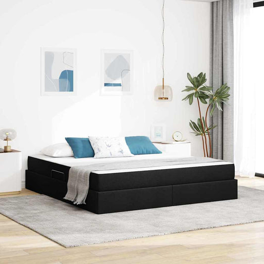 Letto con contenitore e materasso Nero 160 x 200 cm Poliestere | homemem39