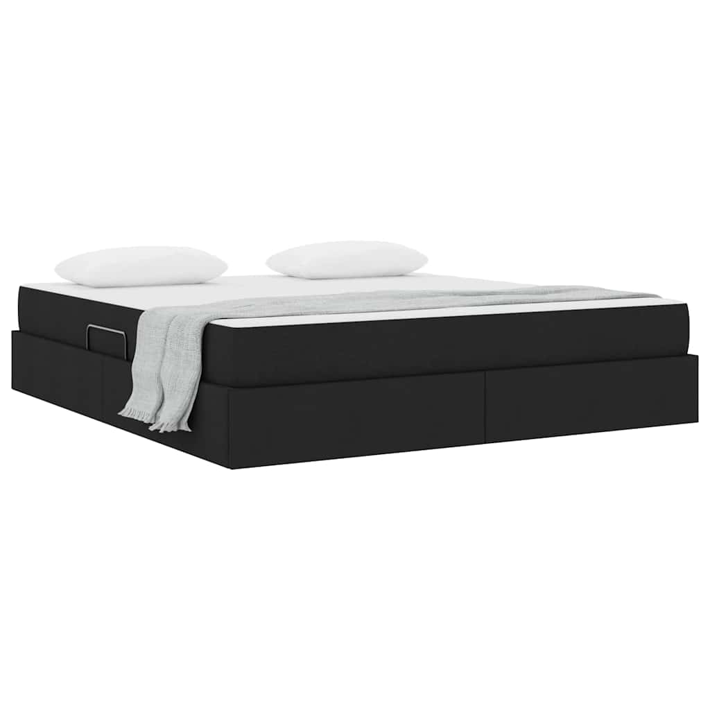 Letto con contenitore e materasso Nero 160 x 200 cm Poliestere | homemem39