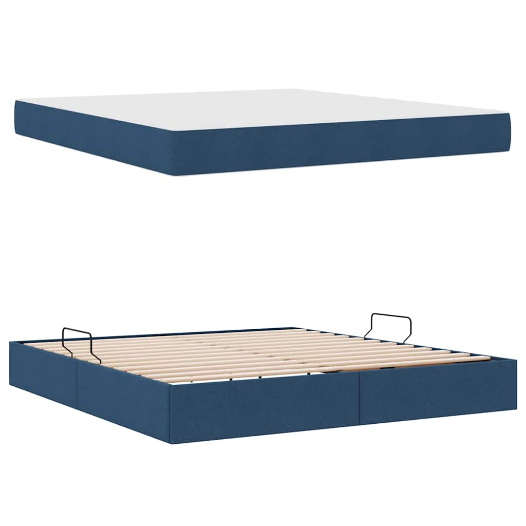 Letto con contenitore e materasso Blu 160 x 200 cm Poliestere | homemem39