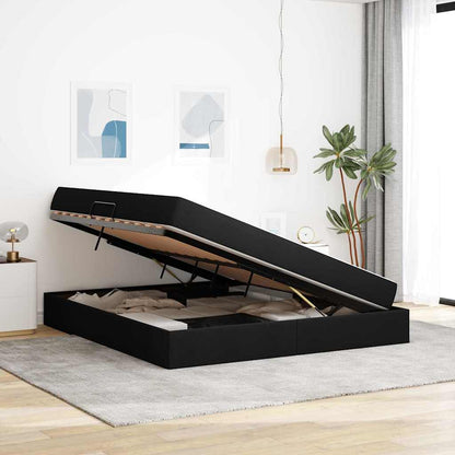 Letto con contenitore e materasso Nero 180 x 200 cm Poliestere | homemem39