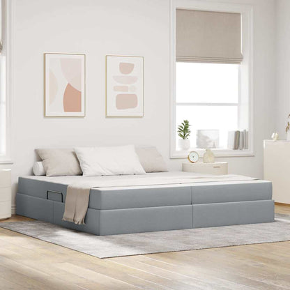 Letto con contenitore e materasso Grigio chiaro 200 x 200 cm | homemem39
