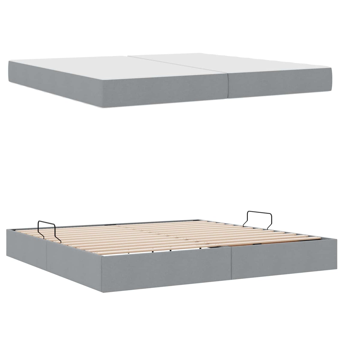 Letto con contenitore e materasso Grigio chiaro 200 x 200 cm | homemem39