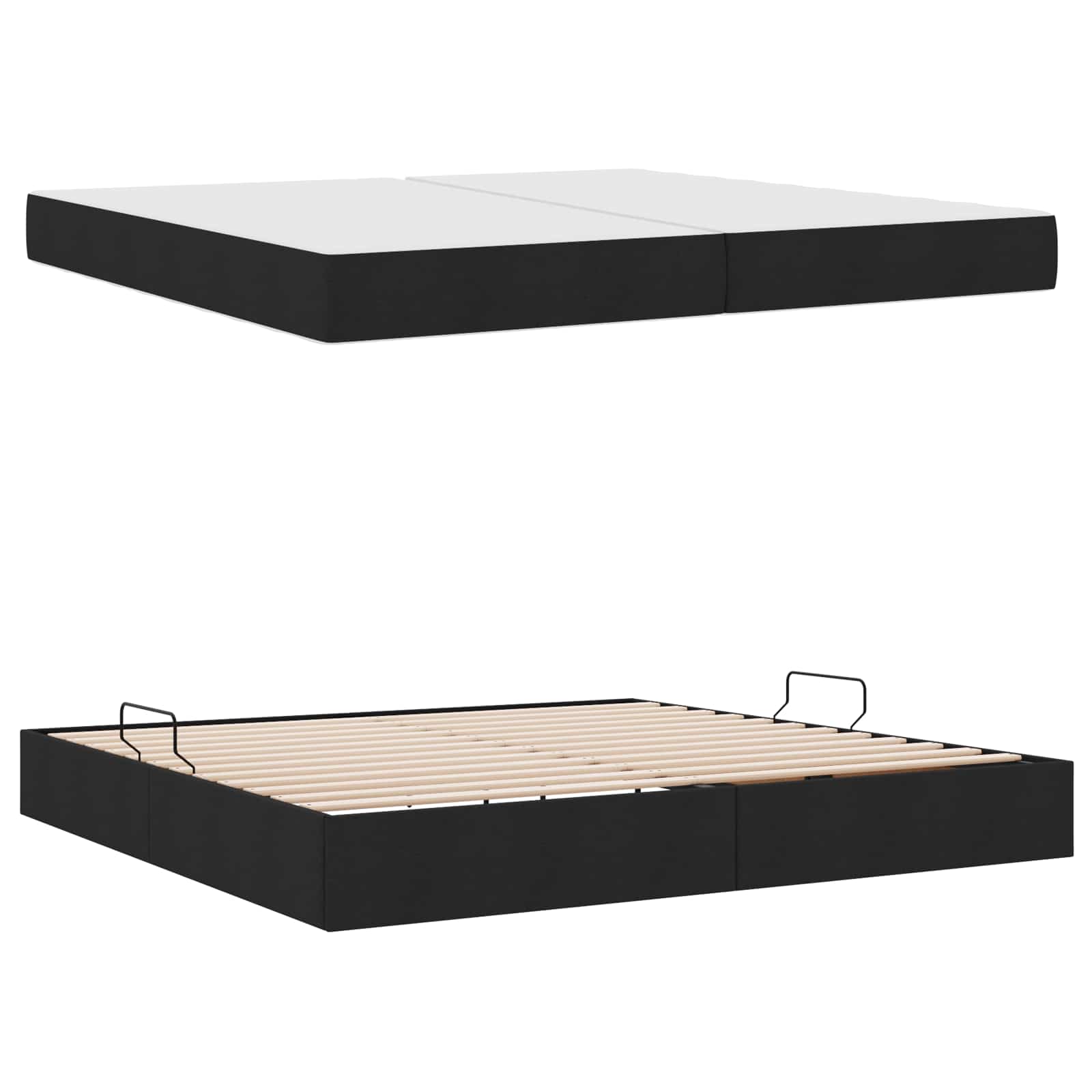 Letto con contenitore e materasso Nero 200 x 200 cm Poliestere | homemem39