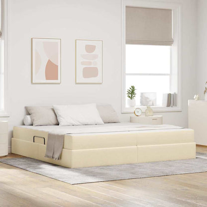 Letto con contenitore e materasso Crema 200 x 200 cm Poliestere | homemem39