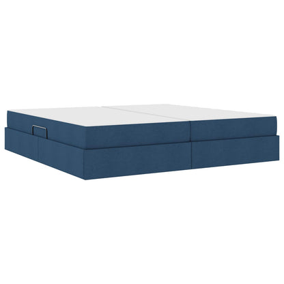 Letto con contenitore e materasso Blu 200 x 200 cm Poliestere | homemem39