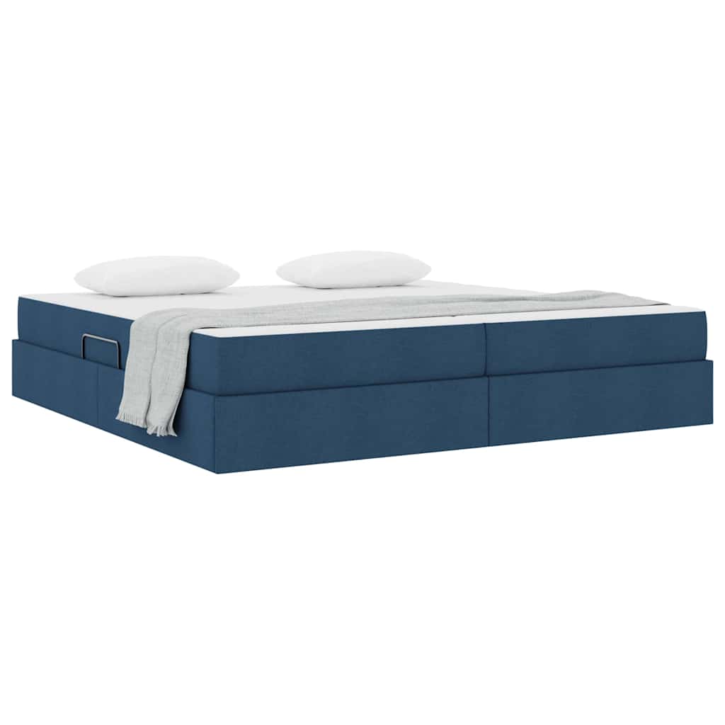 Letto con contenitore e materasso Blu 200 x 200 cm Poliestere | homemem39