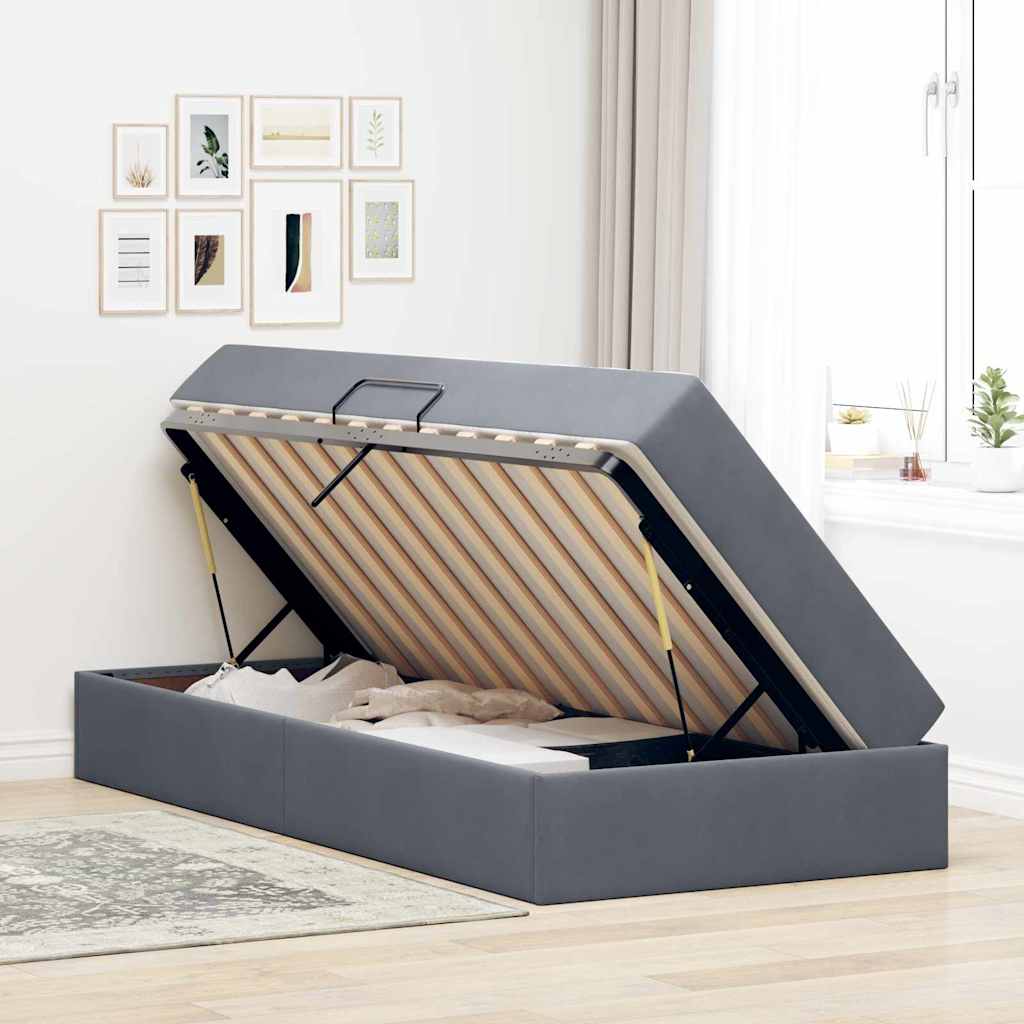 Letto con contenitore e materasso Grigio scuro 90 x 190 cm | homemem39