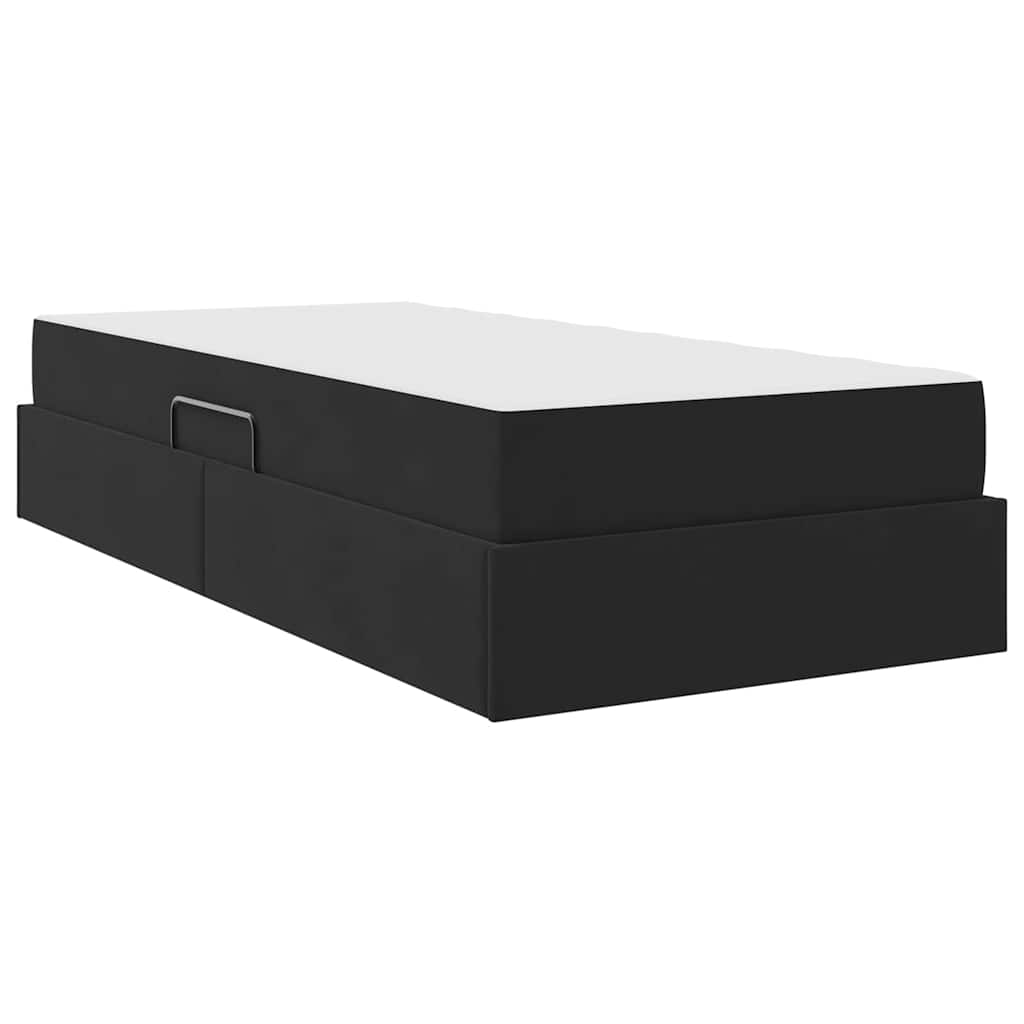 Letto con contenitore e materasso Nero 90 x 190 cm Velluto | homemem39