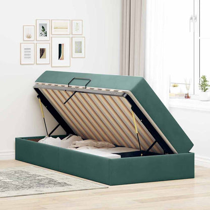 Letto con contenitore e materasso Verde Scuro 90 x 190 cm | homemem39