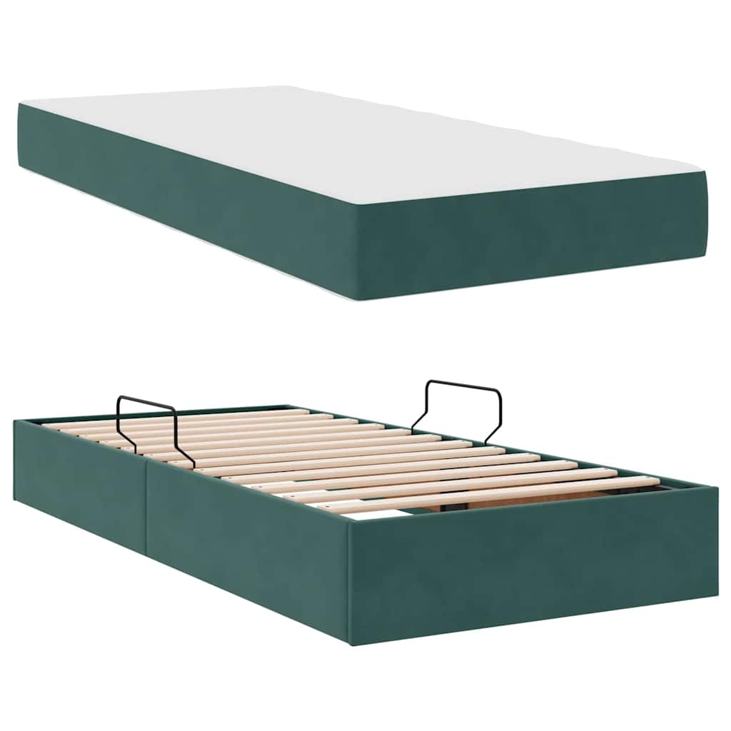 Letto con contenitore e materasso Verde Scuro 90 x 190 cm | homemem39