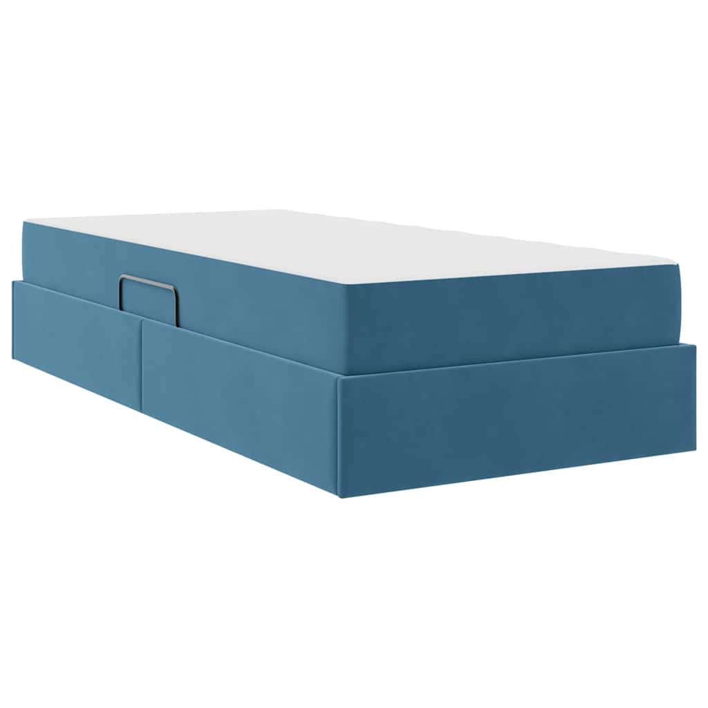 Letto con contenitore e materasso Blu Scuro 90 x 190 cm Velluto | homemem39