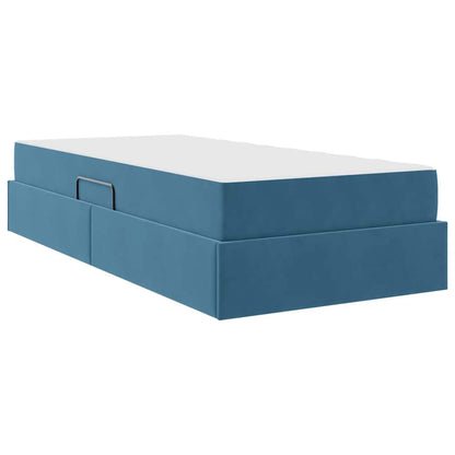 Letto con contenitore e materasso Blu Scuro 90 x 190 cm Velluto | homemem39