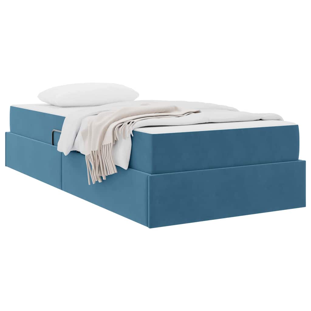 Letto con contenitore e materasso Blu Scuro 90 x 190 cm Velluto | homemem39