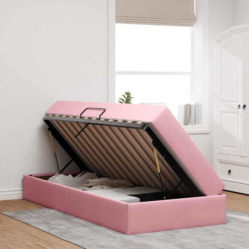 Letto con contenitore e materasso Rosa 90 x 190 cm Velluto | homemem39