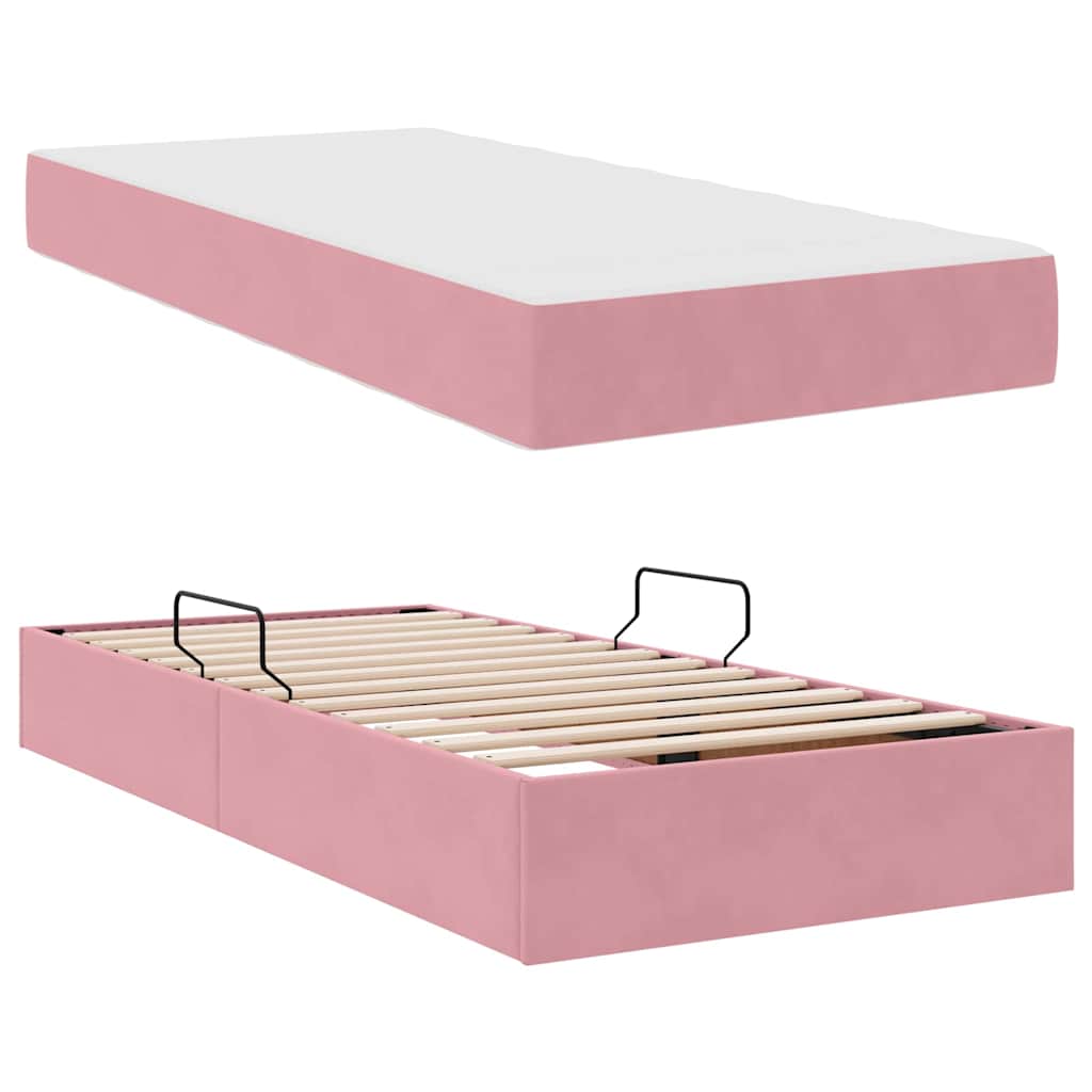Letto con contenitore e materasso Rosa 90 x 190 cm Velluto | homemem39