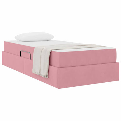 Letto con contenitore e materasso Rosa 90 x 190 cm Velluto | homemem39