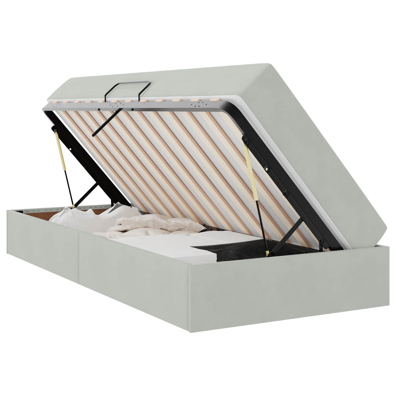 Letto con contenitore e materasso Grigio chiaro 90 x 200 cm | homemem39