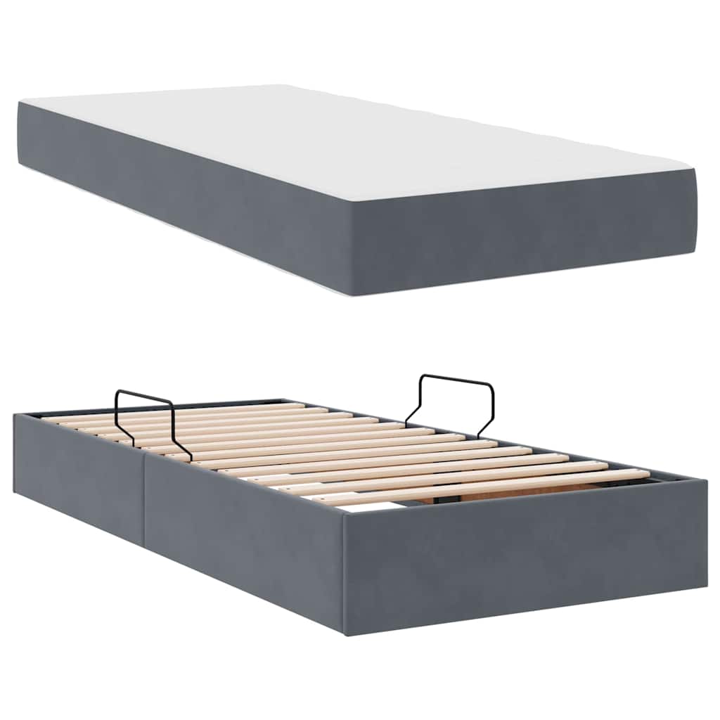 Letto con contenitore e materasso Grigio scuro 90 x 200 cm | homemem39
