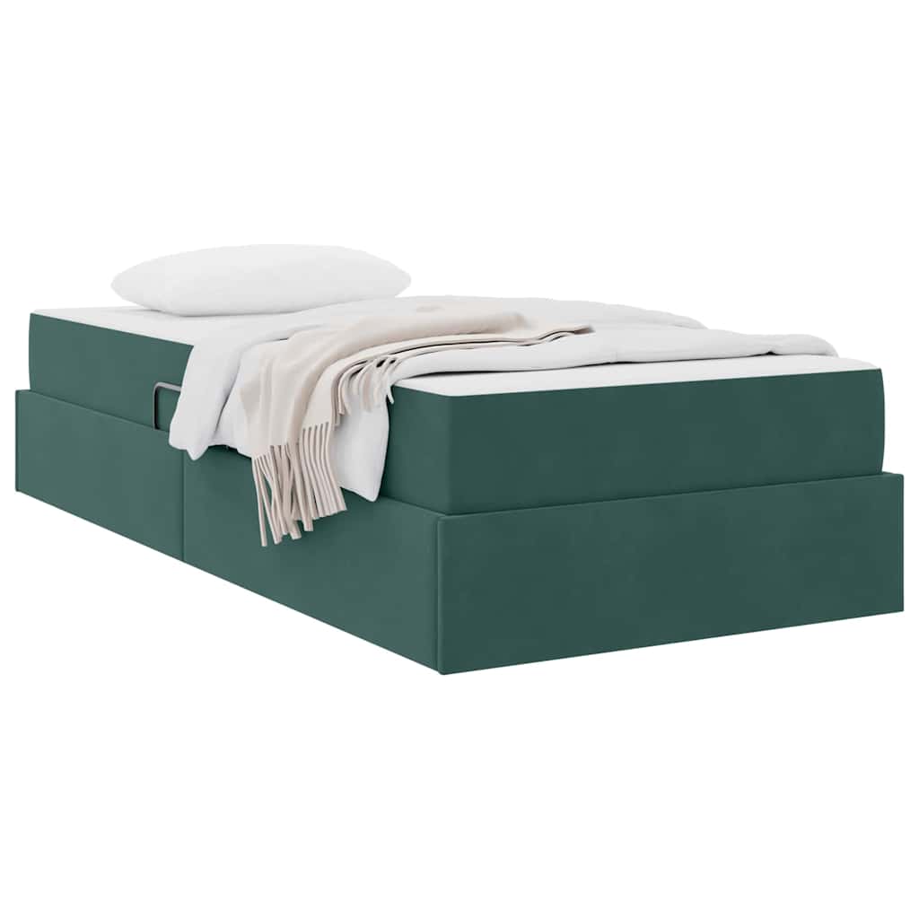 Letto con contenitore e materasso Verde Scuro 90 x 200 cm | homemem39