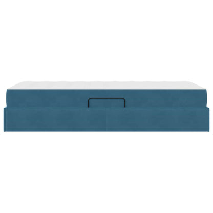 Letto con contenitore e materasso Blu Scuro 90 x 200 cm Velluto | homemem39