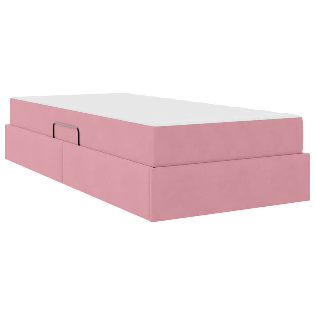 Letto con contenitore e materasso Rosa 90 x 200 cm Velluto | homemem39