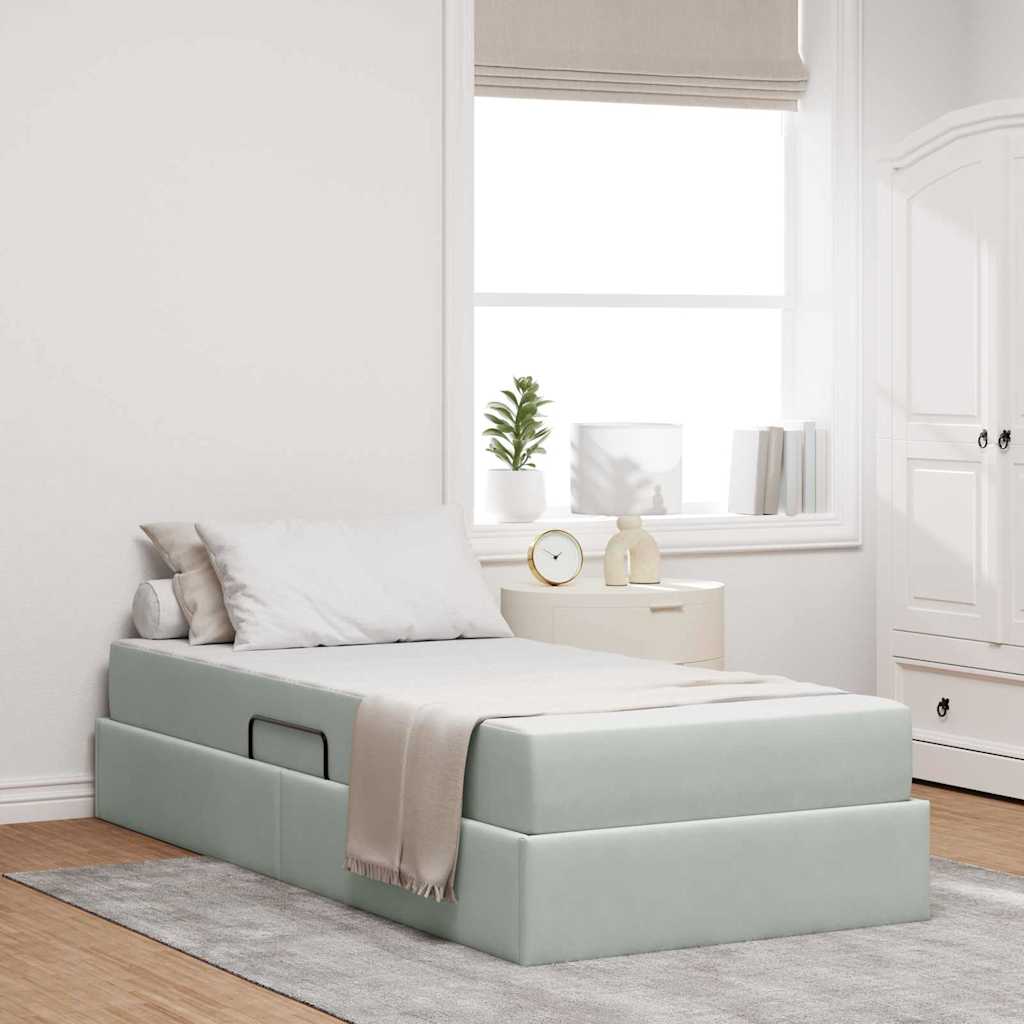 Letto con contenitore e materasso Grigio chiaro 100 x 200 cm | homemem39