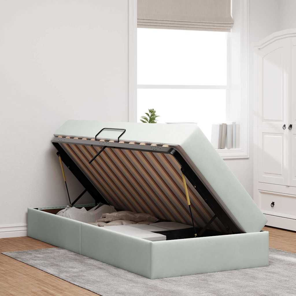 Letto con contenitore e materasso Grigio chiaro 100 x 200 cm | homemem39
