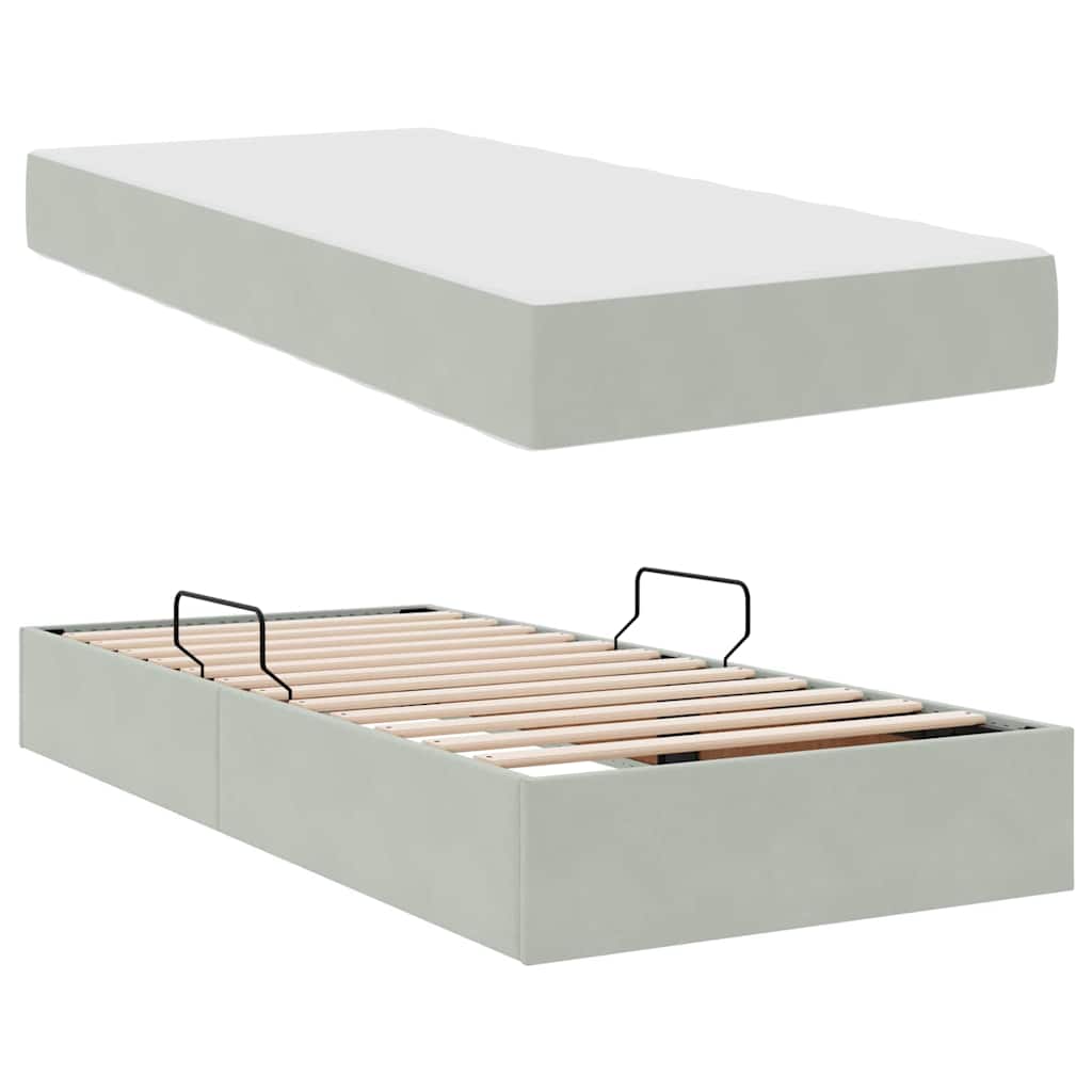 Letto con contenitore e materasso Grigio chiaro 100 x 200 cm | homemem39