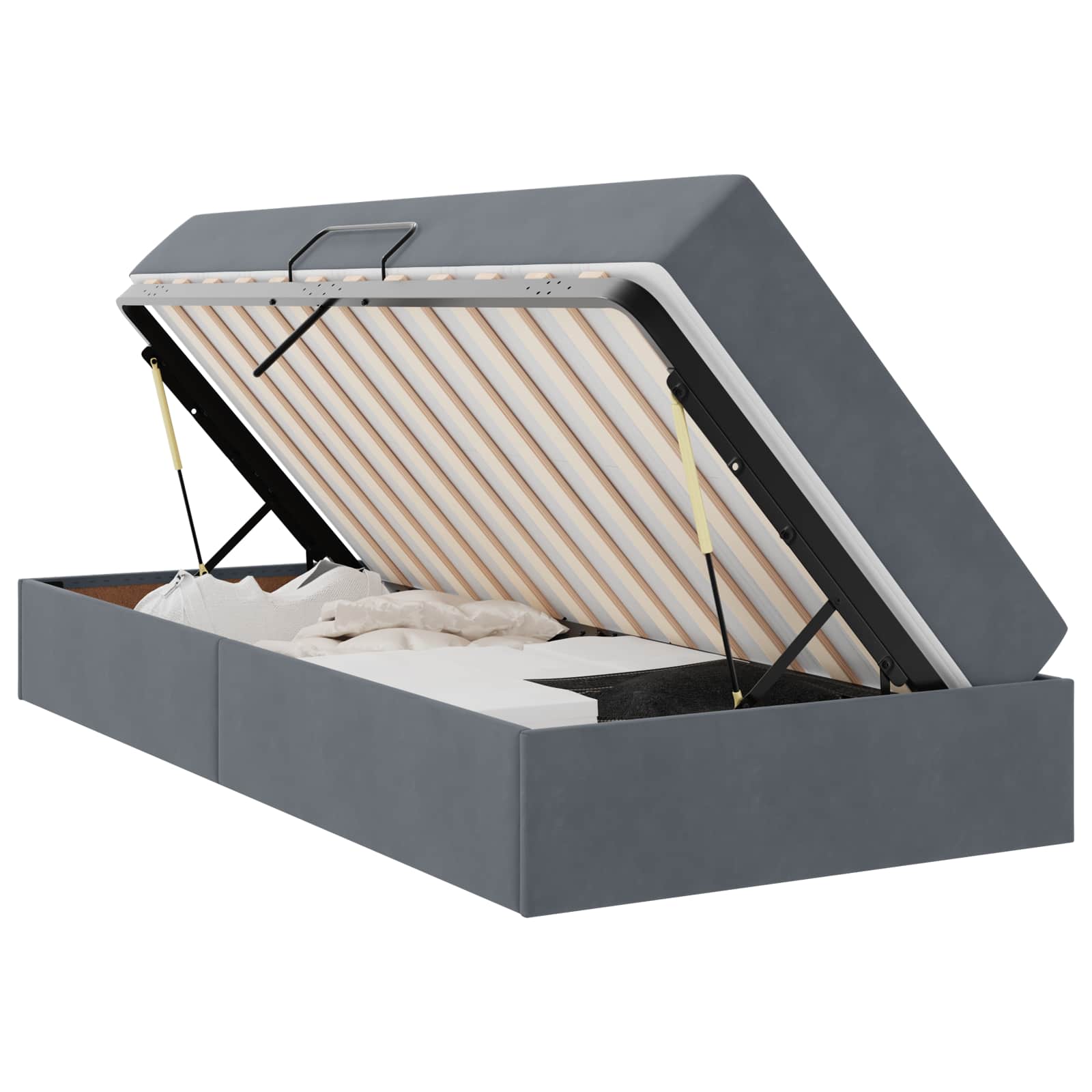 Letto con contenitore e materasso Grigio scuro 100 x 200 cm | homemem39