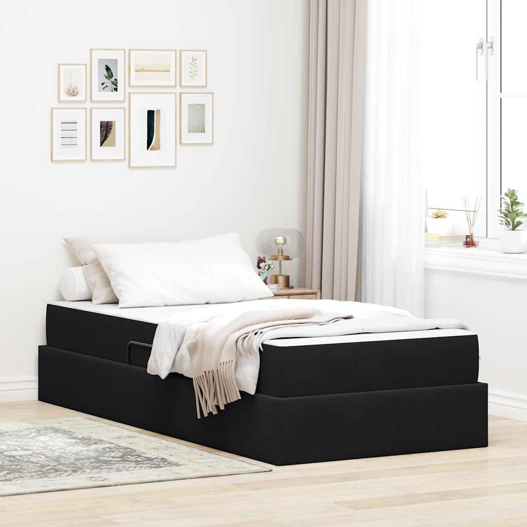 Letto con contenitore e materasso Nero 100 x 200 cm Velluto | homemem39