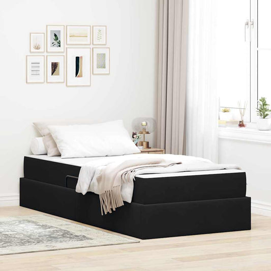 Letto con contenitore e materasso Nero 100 x 200 cm Velluto | homemem39