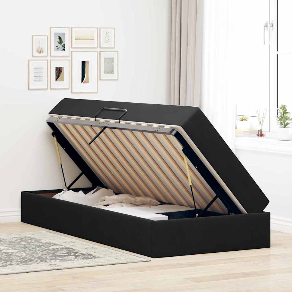 Letto con contenitore e materasso Nero 100 x 200 cm Velluto | homemem39