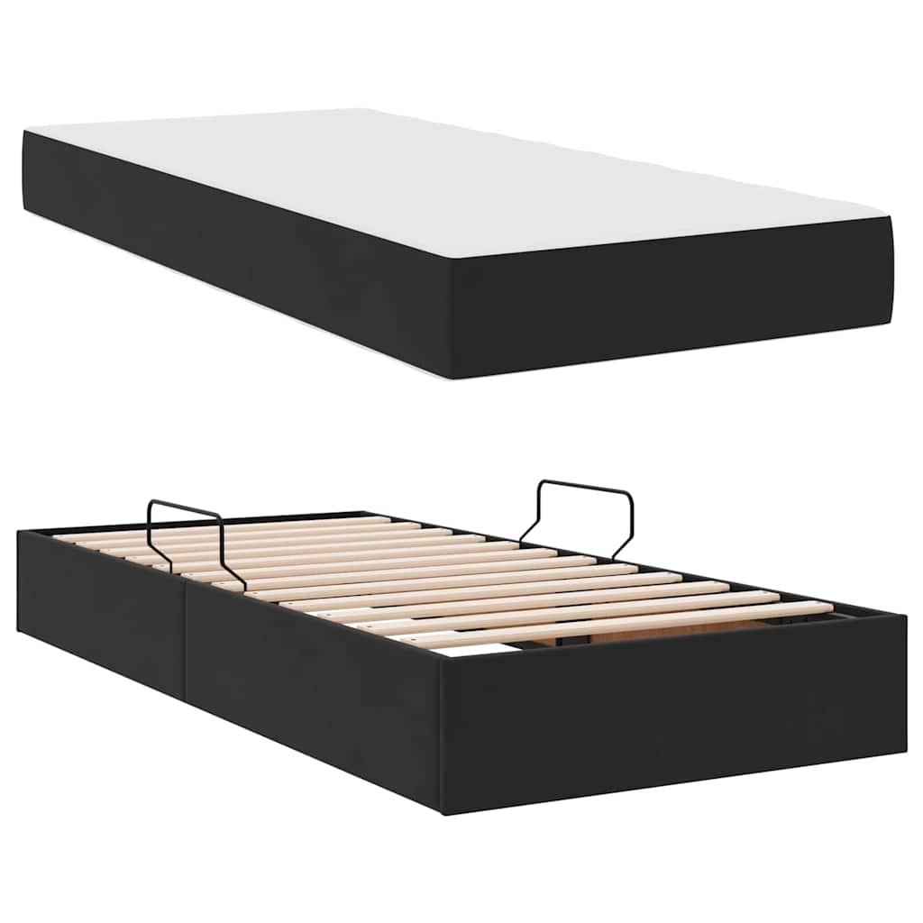 Letto con contenitore e materasso Nero 100 x 200 cm Velluto | homemem39