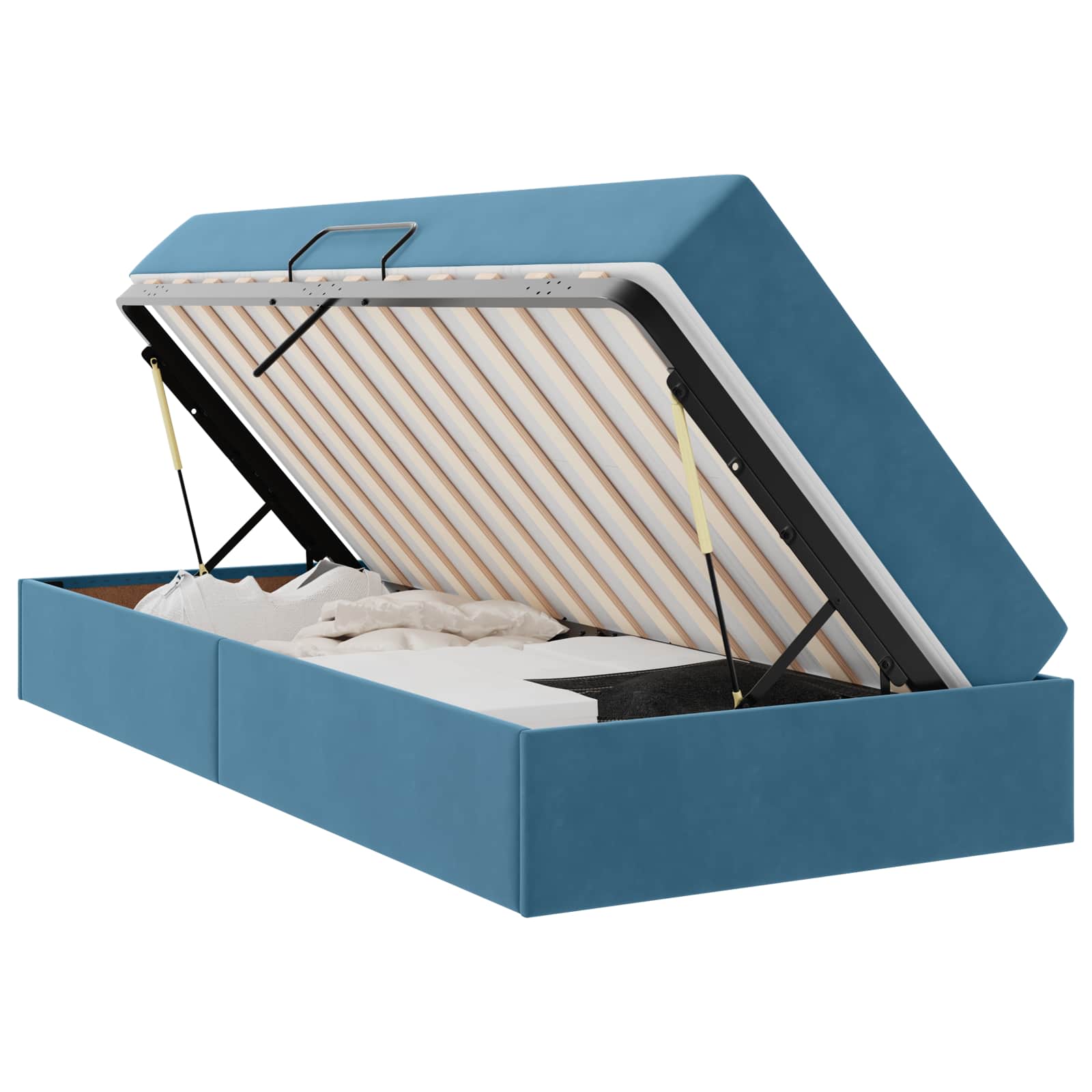 Letto con contenitore e materasso Blu Scuro 100 x 200 cm | homemem39