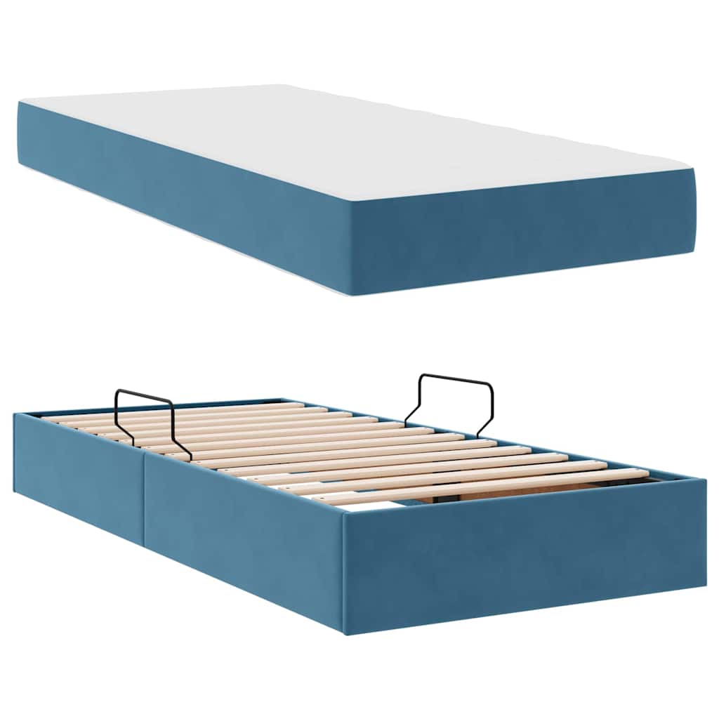 Letto con contenitore e materasso Blu Scuro 100 x 200 cm | homemem39