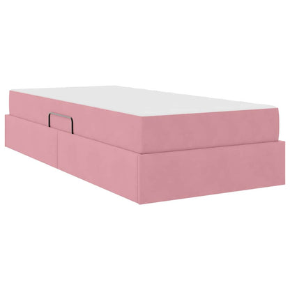 Letto con contenitore e materasso Rosa 100 x 200 cm Velluto | homemem39