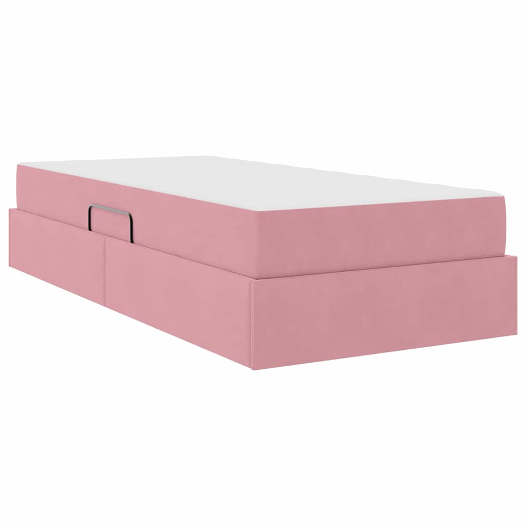 Letto con contenitore e materasso Rosa 100 x 200 cm Velluto | homemem39