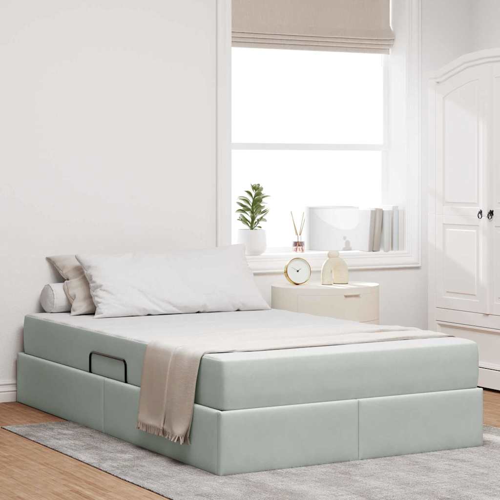 Letto con contenitore e materasso Grigio chiaro 120 x 200 cm | homemem39