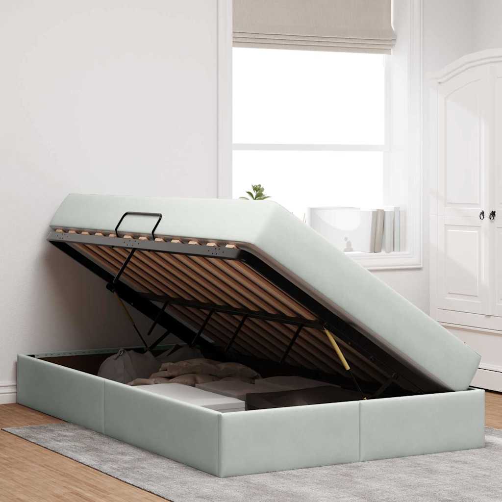 Letto con contenitore e materasso Grigio chiaro 120 x 200 cm | homemem39